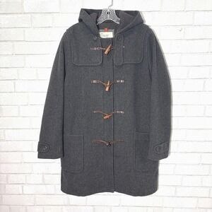 Abercrombie Wool Blend Duffle Coat Womens 8 Hooded Toggle Military Heritage Gray